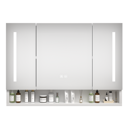 Modern 39x28 Inches Aluminium Bathroom Cabinets  Medicine Cabinets With Mirrors And LED Lights  Bathroom Storage Cabinet With Multilevel Storage Compartments