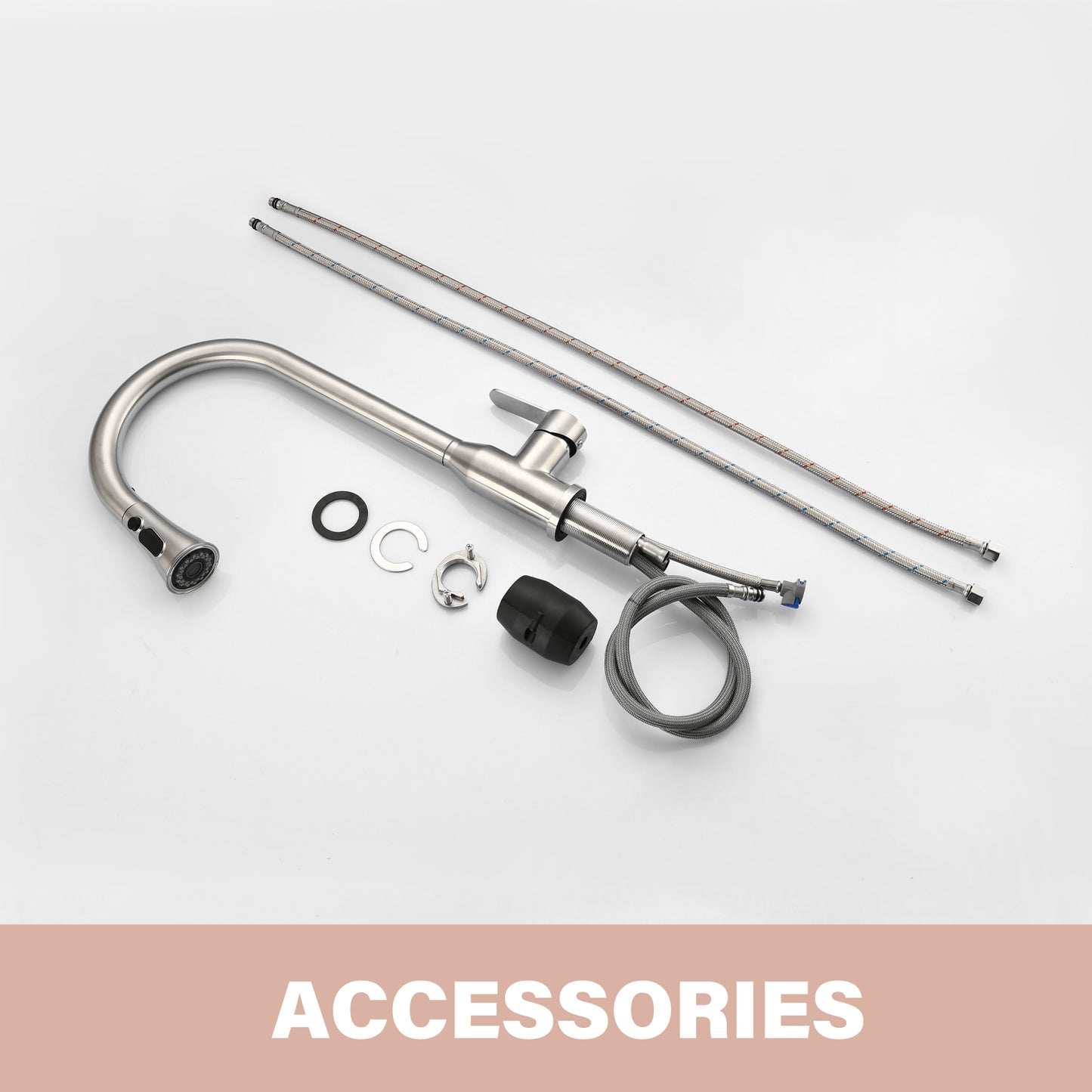 High Single Handle Stainless Steel Brushed Nickle Kitchen Faucets With Pull Down Sprayer