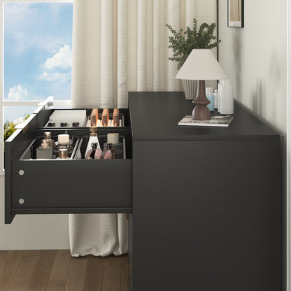 6-Drawer Dresser with Minimalist Design - Modern Bedroom Storage Chest, Black