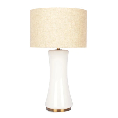 Cascade Glass Table Lamp with Gold Base and Off-White Fabric Shade