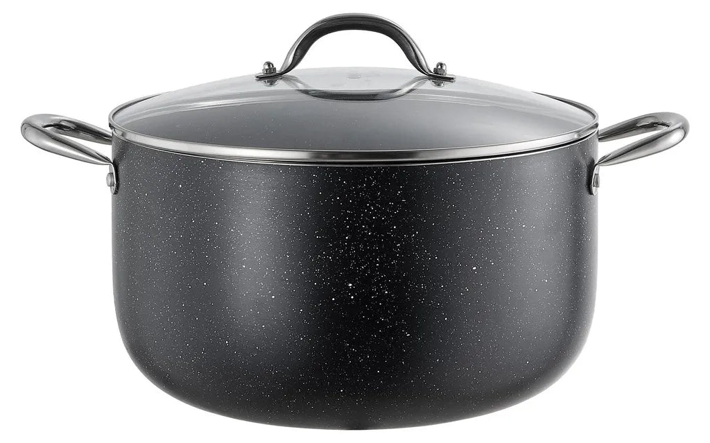 Aluminum Stock Pot, 6-Quart Nonstick Ceramic Coated Pot With Glass Lid, PFOA-Free, PFAS-Free, Compatible With Gas Stoves, Induction Cooktops, Electric Stoves, For Soups, Stews, And Pasta