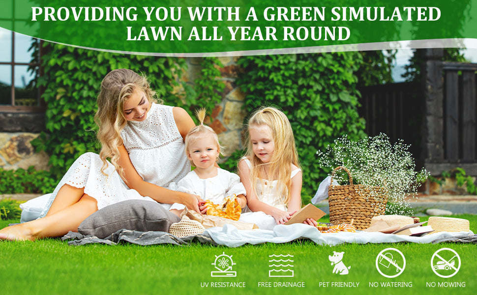 Outdoor Artificial Grass Rug 6x10 ft - Realistic Turf Mat for Patio, Garden & Pets