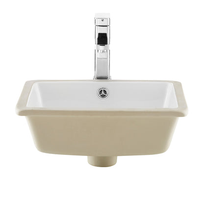 Undermount Bathroom Sink, 15.75 X 12.01 Inch Rectangular White Ceramic Vessel Sink With Overflow Hole, Under Counter Drop In Modern Lavatory Vanity Bath Wash Bowl Basin, Rectangle Small Space