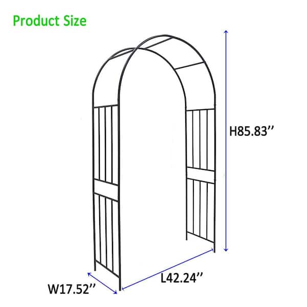 Metal Garden Arch for Climbing Plants - Rose Arch Outdoor Trellis, 85.8" H, Black