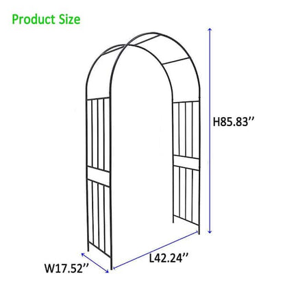 Metal Garden Arch for Climbing Plants - Rose Arch Outdoor Trellis, 85.8" H, Black