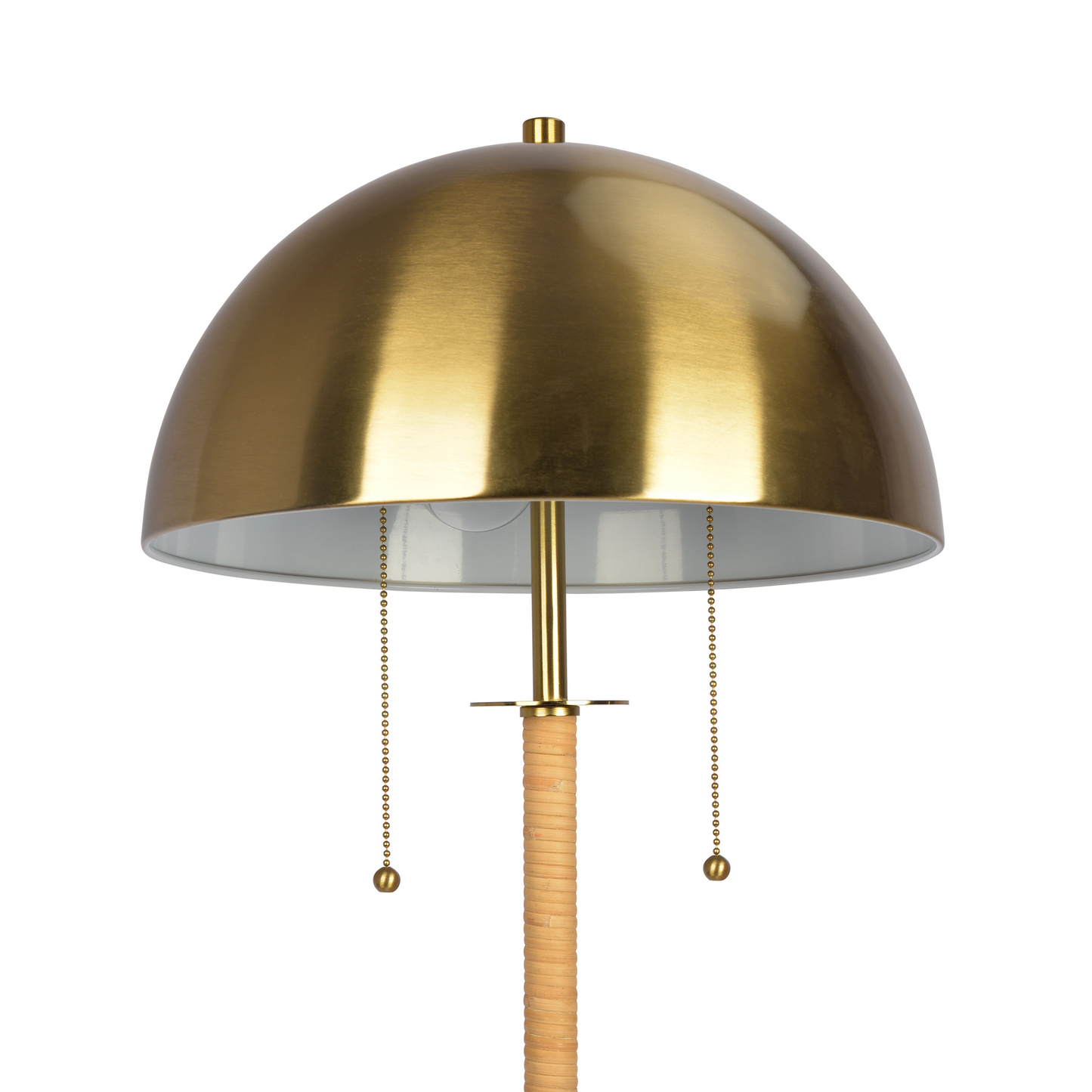 Allure 2-Light Floor Lamp - Gold Brass & Natural Rattan, E26, Pull Chain