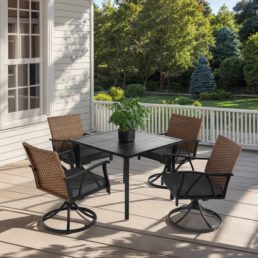 Complete 7-Piece Outdoor Dining Set - Weather-Resistant Wicker with Cushions