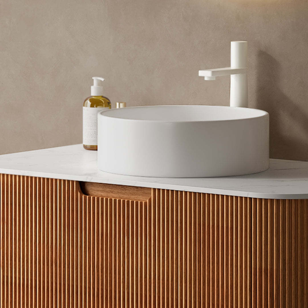 14" Bathroom Sink, Round Vessel Ceramic Basin Without Faucet, NO Cabinet, White