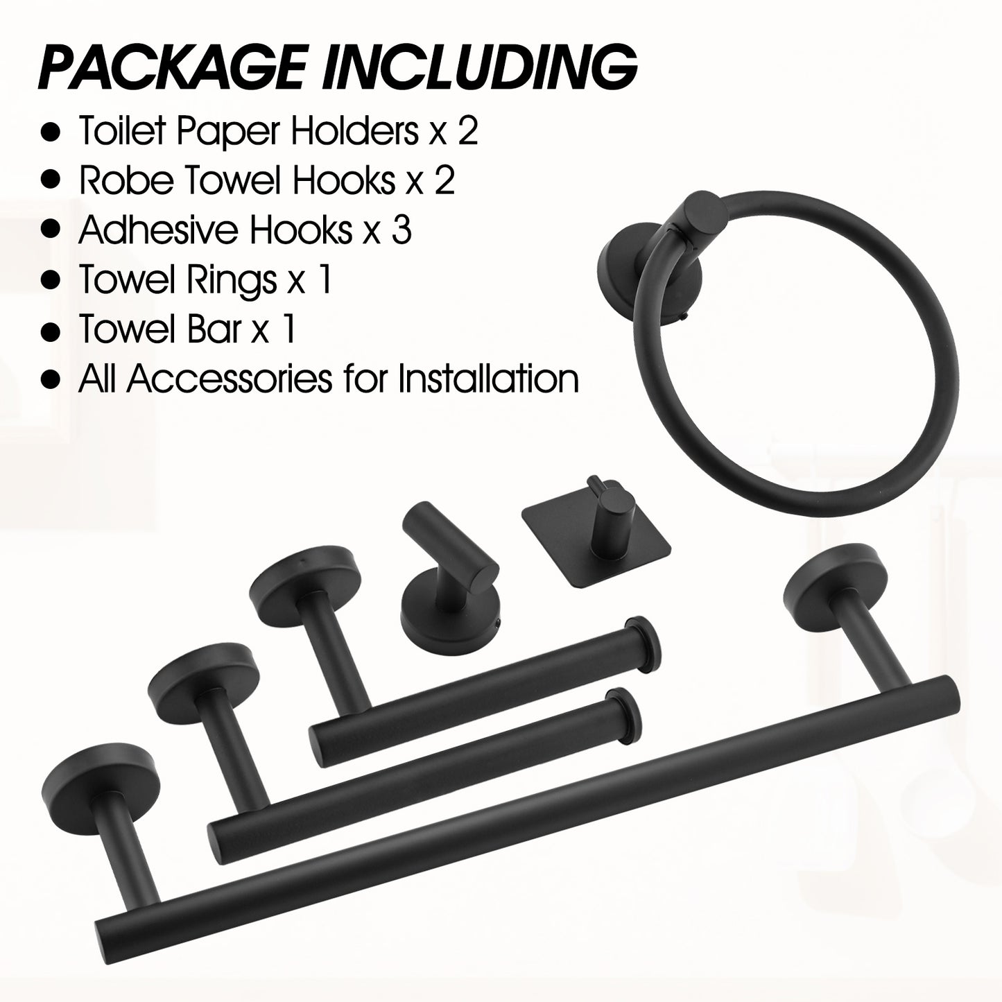 9 Pieces Bathroom Hardware Accessories Set Towel Bar Set Wall Mounted