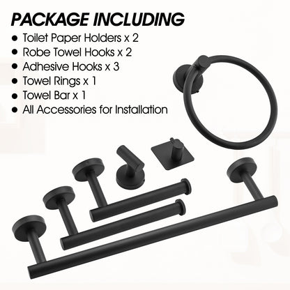 9 Pieces Bathroom Hardware Accessories Set Towel Bar Set Wall Mounted