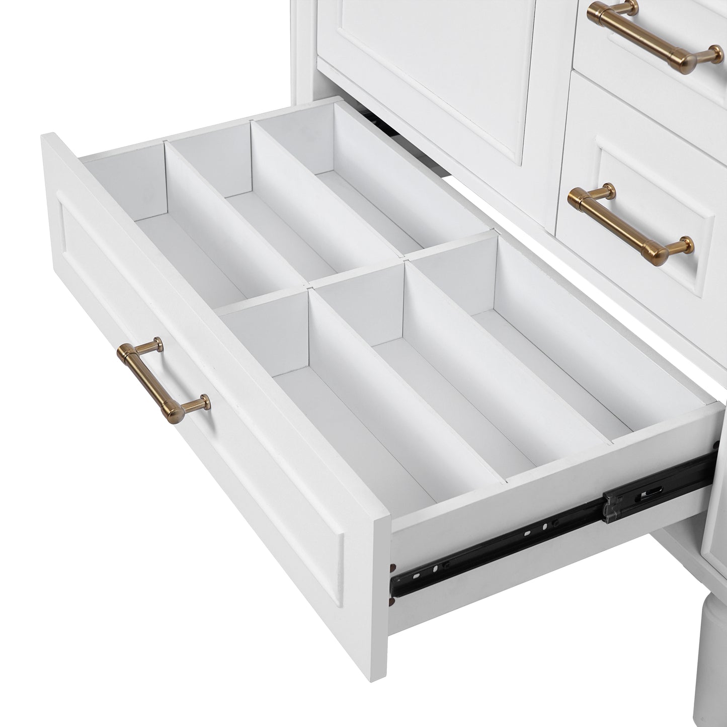 30  Bathroom Vanity With Ceramic Sink, Soft-Close Door With Built-in Shelf, Deep Drawer, Standard Drawer, Long Divider Drawer, Ample Storage Cabinet For Bathroom, Modern & Functional Design