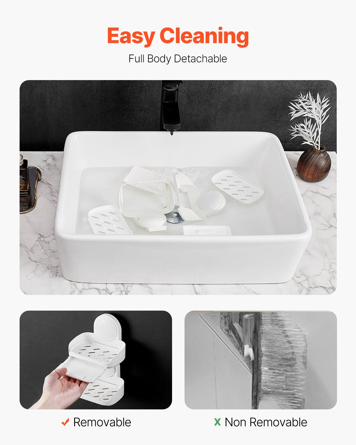 Suction Cup Soap Dish With Double Layer Holder With Drain Tray For Shower