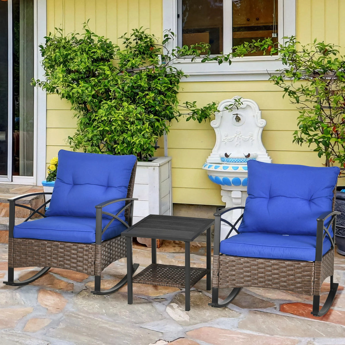 Complete 7-Piece Outdoor Dining Set - Weather-Resistant Wicker with Cushions