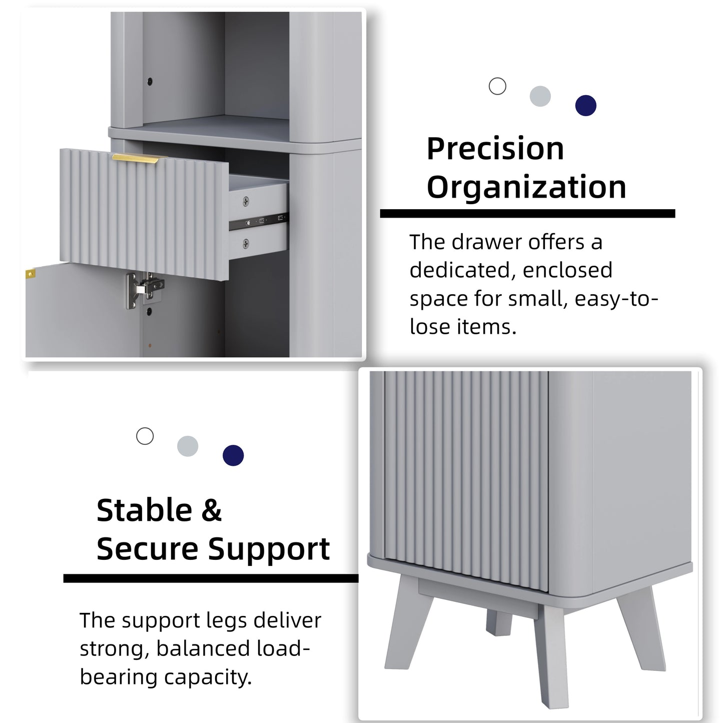 68  H Tall Bathroom Storage Cabinet With  Adjustable Shelves And One Drawer & Door, Storage Cabinet For Bathroom, Living Room, Entryway & Kitchen, Gray