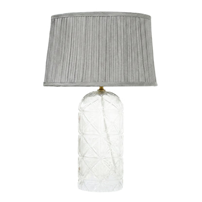 Luxora Glass Table Lamp - Gold & Clear, Pleated Fabric Shade, E12 Bulb
