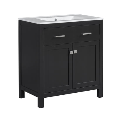 60  Modern Black Bathroom Vanity Set With Double Vanities  Separate , Double Ceramic Sinks, Adjustable Shelf, Soft Close Doors And Flip Drawer Modern Bathroom Solution For Spacious Bathrooms