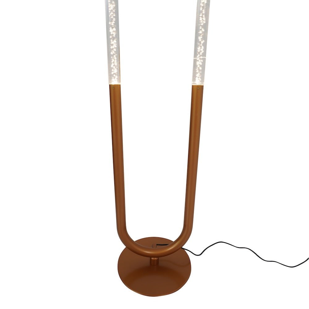 Zeon LED Arc Floor Lamp - 60-Inch, U-Shape, Coarse Gold & Clear Acrylic, 6W, No Bulb Needed