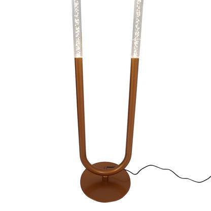 Zeon LED Arc Floor Lamp - 60-Inch, U-Shape, Coarse Gold & Clear Acrylic, 6W, No Bulb Needed