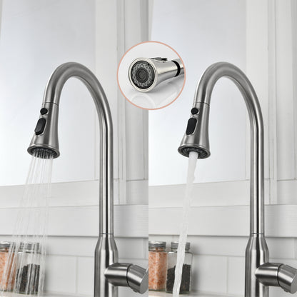 High Single Handle Stainless Steel Brushed Nickle Kitchen Faucets With Pull Down Sprayer