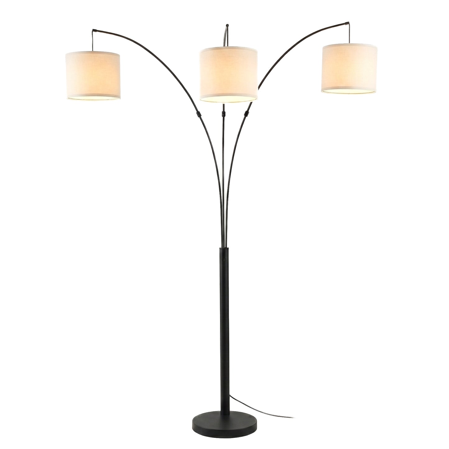 Royal 3-Arm Arc Floor Lamp - Oil Rubbed Bronze, Linen Shade, 4-Way Switch