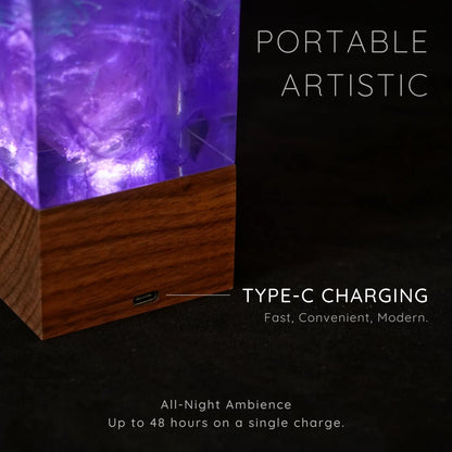Galaxy Cube Lamp - Handcrafted Purple Resin Night Light