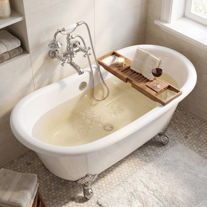 Wall Mount Clawfoot Tub Faucet with Handheld Shower - Bathtub Filler with Swing Arms & 360° Spout, Chrome