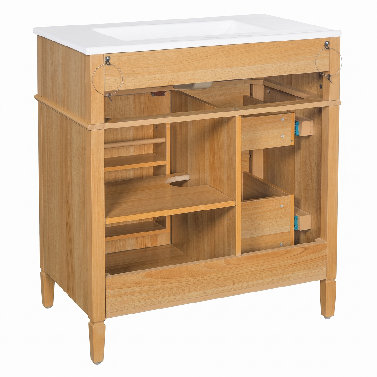30" Bathroom Vanity with Sink - Wood Cabinet, Soft-Close Drawers & Door