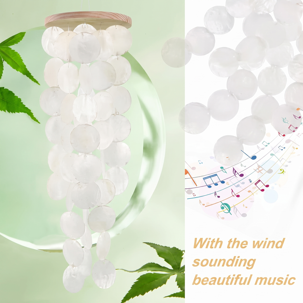 Handcrafted Capiz Shell Wind Chimes - Coastal Style Indoor & Outdoor Garden Decor
