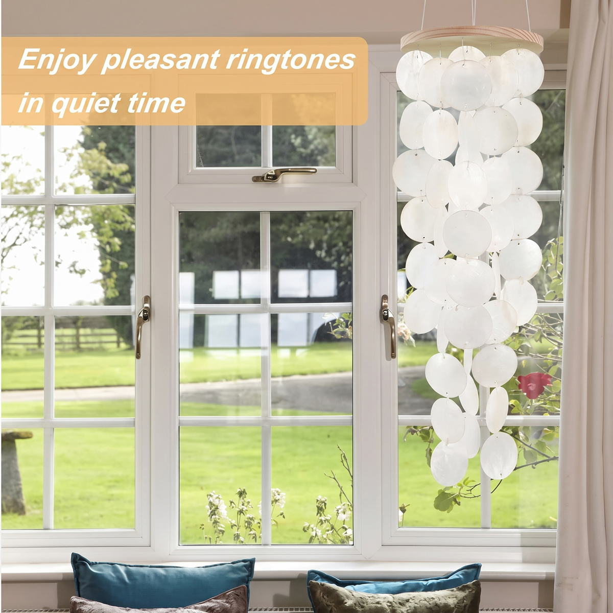 Handcrafted Capiz Shell Wind Chimes - Coastal Style Indoor & Outdoor Garden Decor