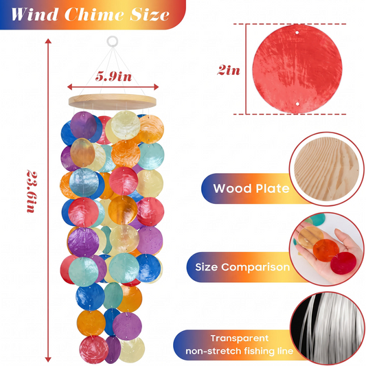 Handcrafted Capiz Shell Wind Chimes - Coastal Style Indoor & Outdoor Garden Decor