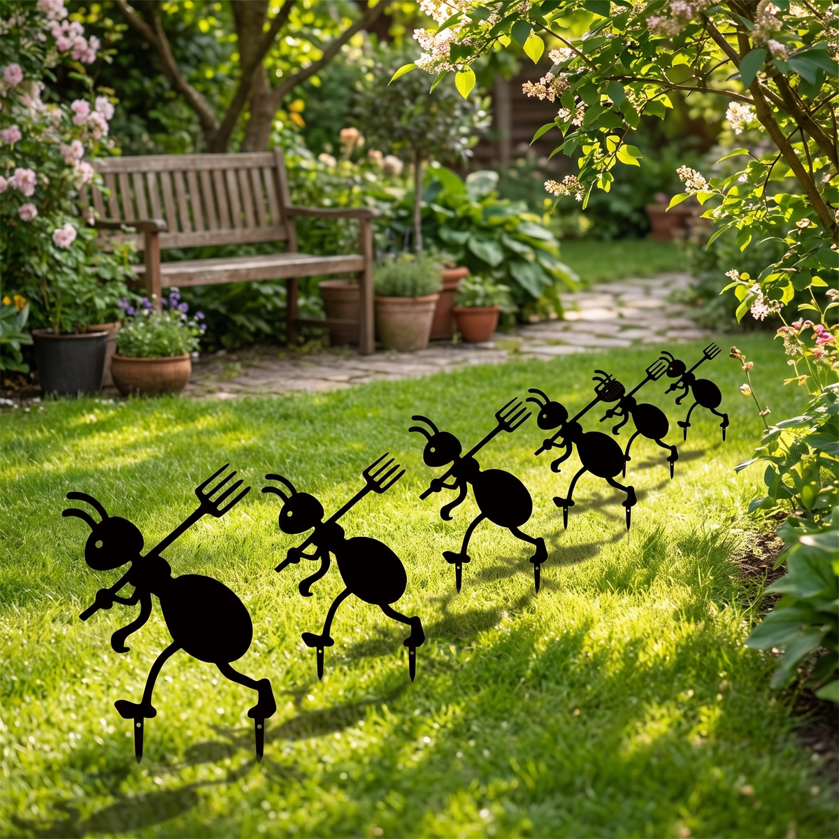 Iron Ant Garden Decor - Spooky & Festive Outdoor Yard Ornament for Halloween & Christmas