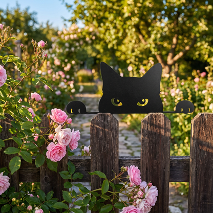 Whimsical Metal Cat Garden Decor - Outdoor Yard Art & Lawn Ornament