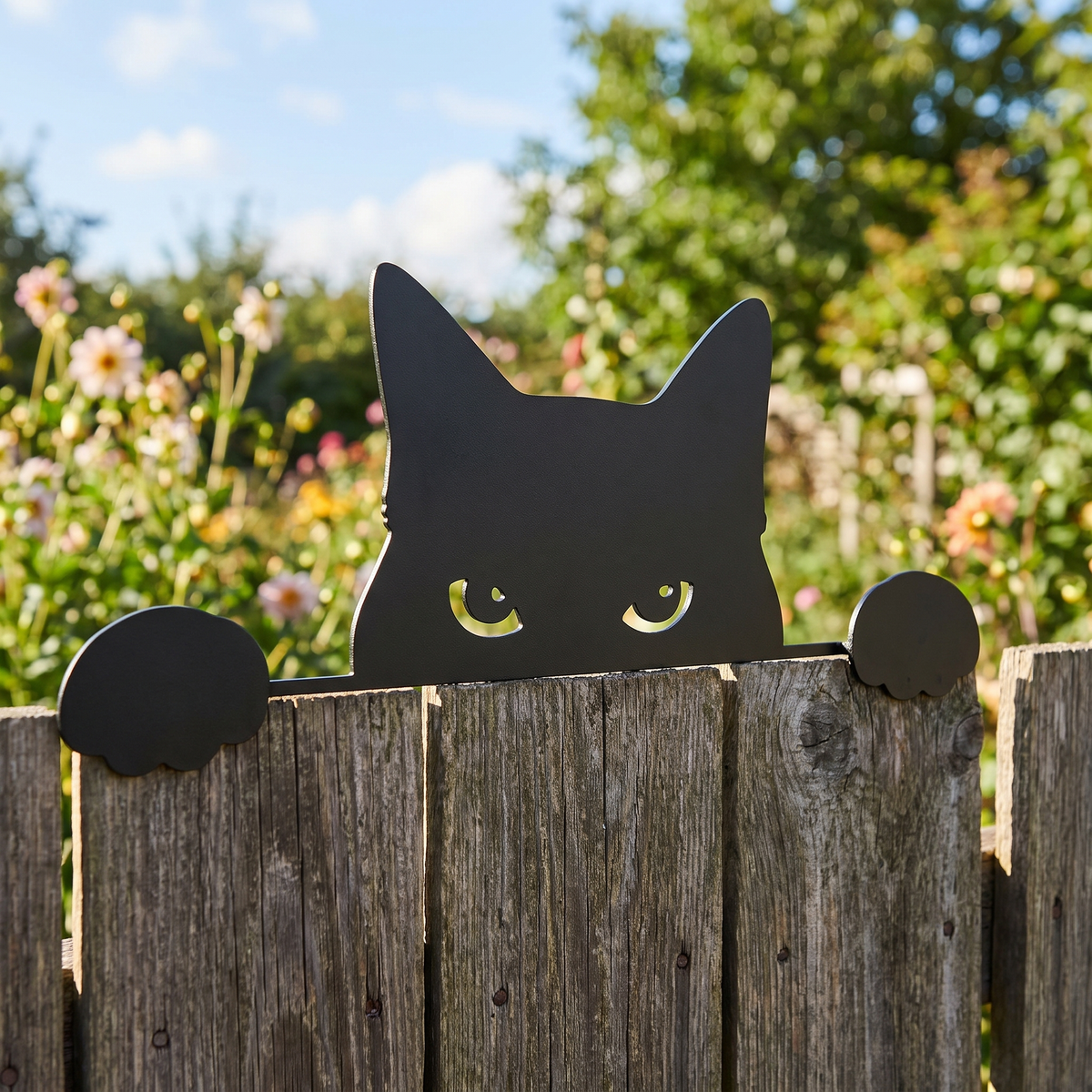Whimsical Metal Cat Garden Decor - Outdoor Yard Art & Lawn Ornament