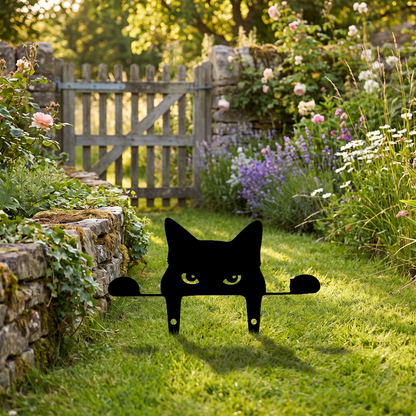 Whimsical Metal Cat Garden Decor - Outdoor Yard Art & Lawn Ornament
