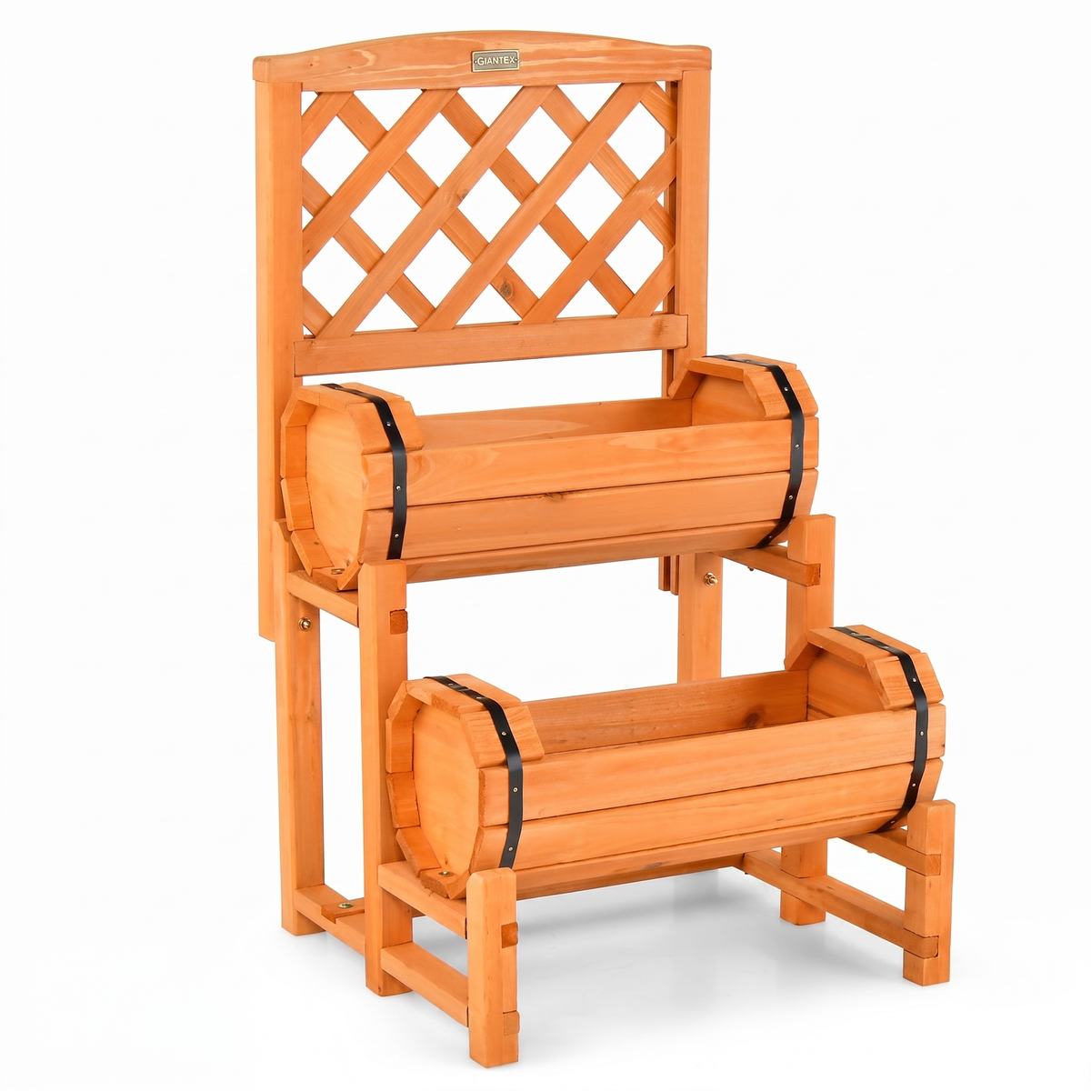 2-Tier Raised Garden Bed with Trellis - Wooden Planter Box for Patio & Balcony