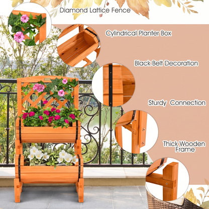 2-Tier Raised Garden Bed with Trellis - Wooden Planter Box for Patio & Balcony