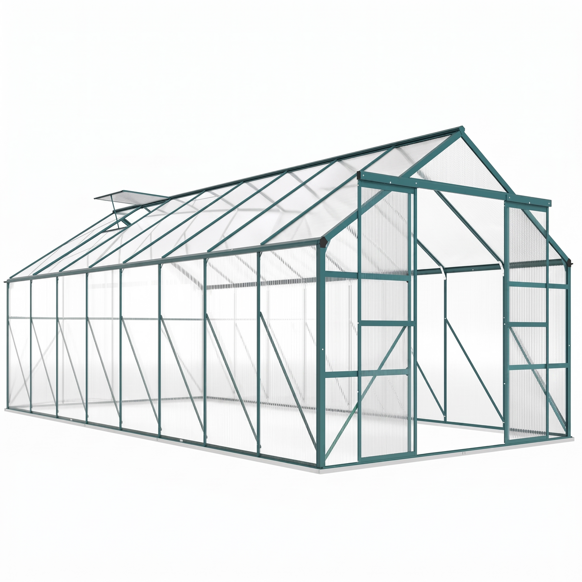 Walk-In Greenhouse 8x16 ft - Aluminum Frame & Polycarbonate Panels with Sliding Door