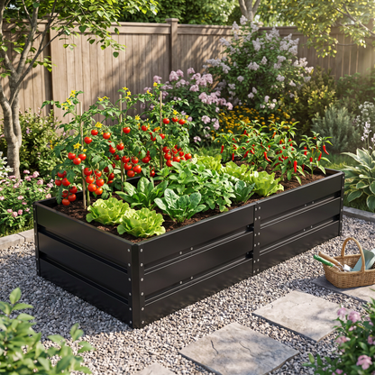 Large Metal Raised Garden Bed - 207 Gallon, 6.3x3.1x1.5 ft, Deep Root Planter for Vegetables, Herbs & Flowers