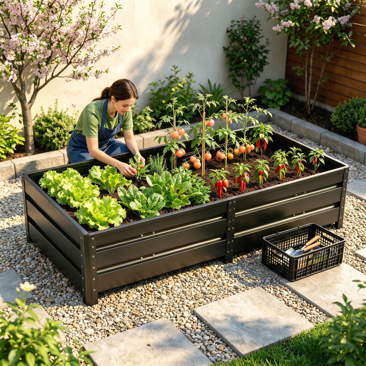 Large Metal Raised Garden Bed - 207 Gallon, 6.3x3.1x1.5 ft, Deep Root Planter for Vegetables, Herbs & Flowers