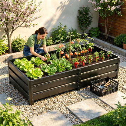 Large Metal Raised Garden Bed - 207 Gallon, 6.3x3.1x1.5 ft, Deep Root Planter for Vegetables, Herbs & Flowers