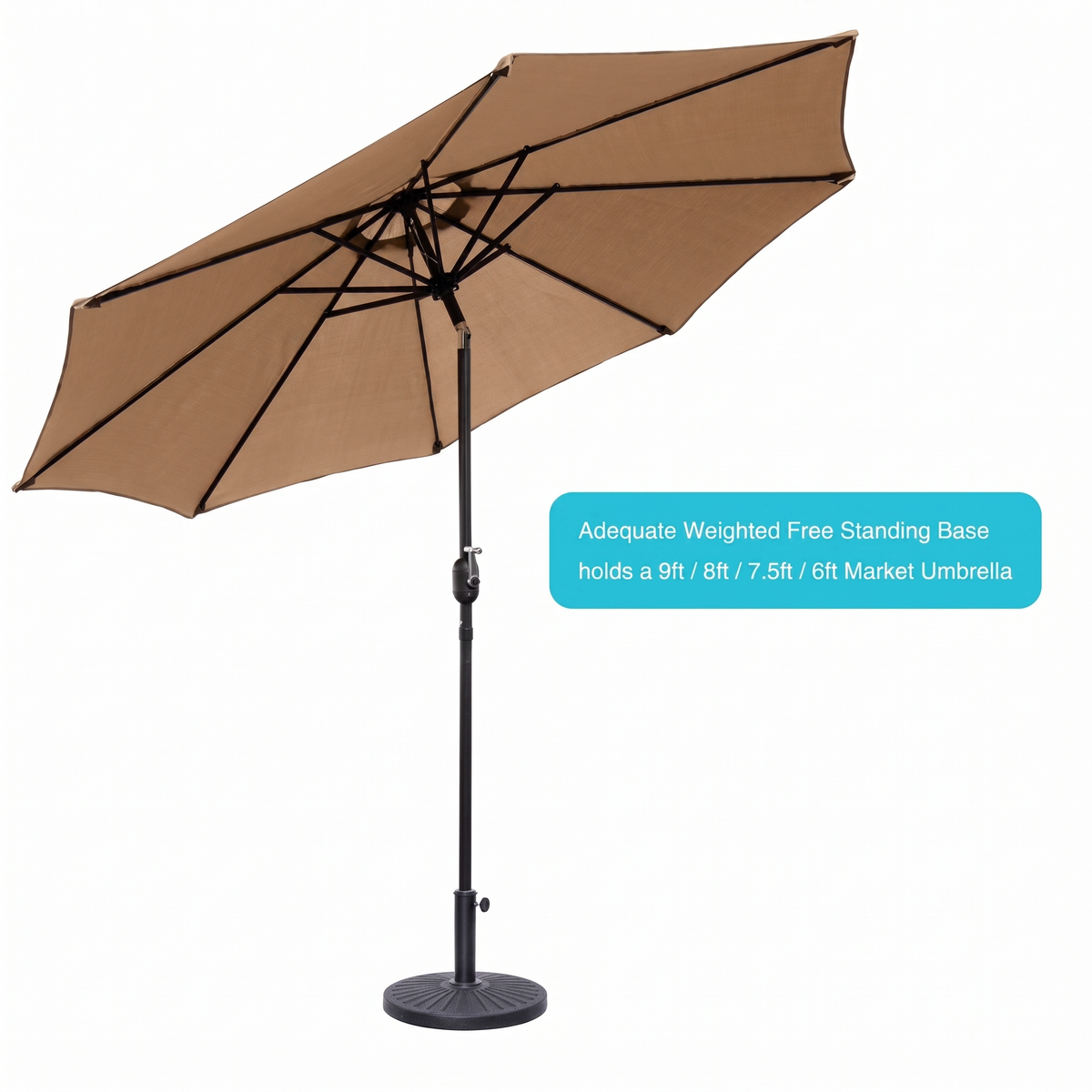 Outdoor Patio Umbrella Base 26.5 lbs - Resin Stand with Bronze Finish for Yard, Garden & Poolside
