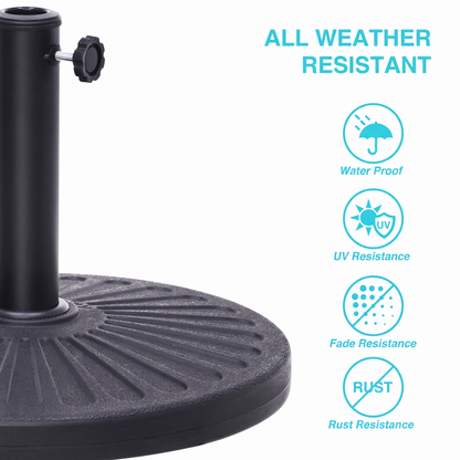 Outdoor Patio Umbrella Base 26.5 lbs - Resin Stand with Bronze Finish for Yard, Garden & Poolside