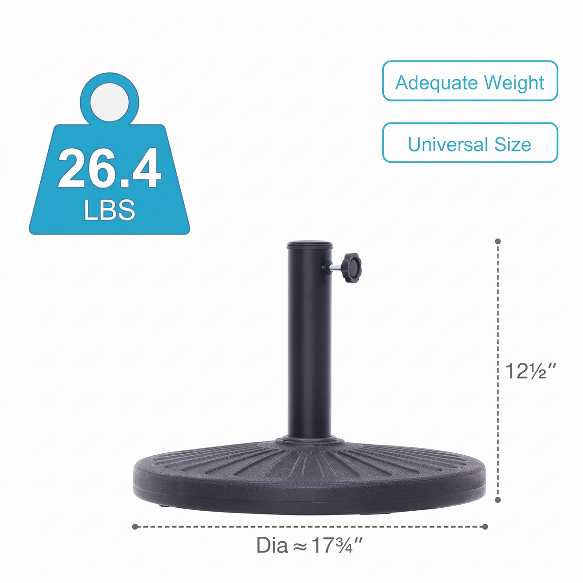 Outdoor Patio Umbrella Base 26.5 lbs - Resin Stand with Bronze Finish for Yard, Garden & Poolside