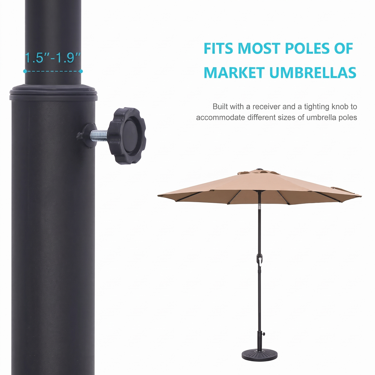 Outdoor Patio Umbrella Base 26.5 lbs - Resin Stand with Bronze Finish for Yard, Garden & Poolside