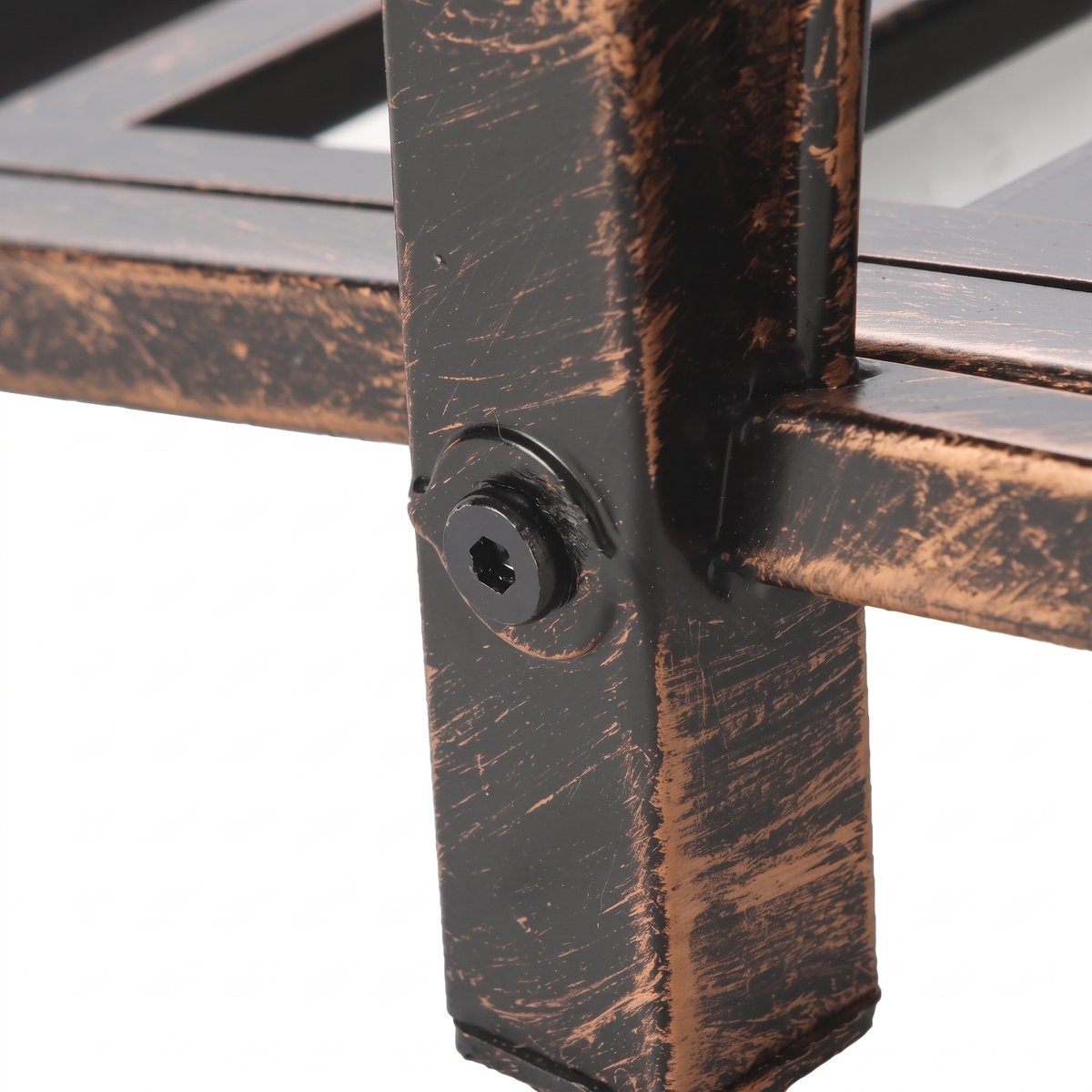 Metal Arch Garden Bridge with Safety Rails - Bronze Decorative Footbridge