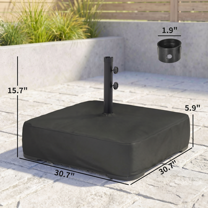 Heavy Duty Sand-Filled Parasol Base 176 lbs - Universal Umbrella Stand for Cantilever & Standard Poles, Black