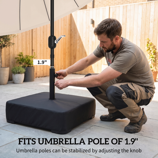 Heavy Duty Sand-Filled Parasol Base 176 lbs - Universal Umbrella Stand for Cantilever & Standard Poles, Black