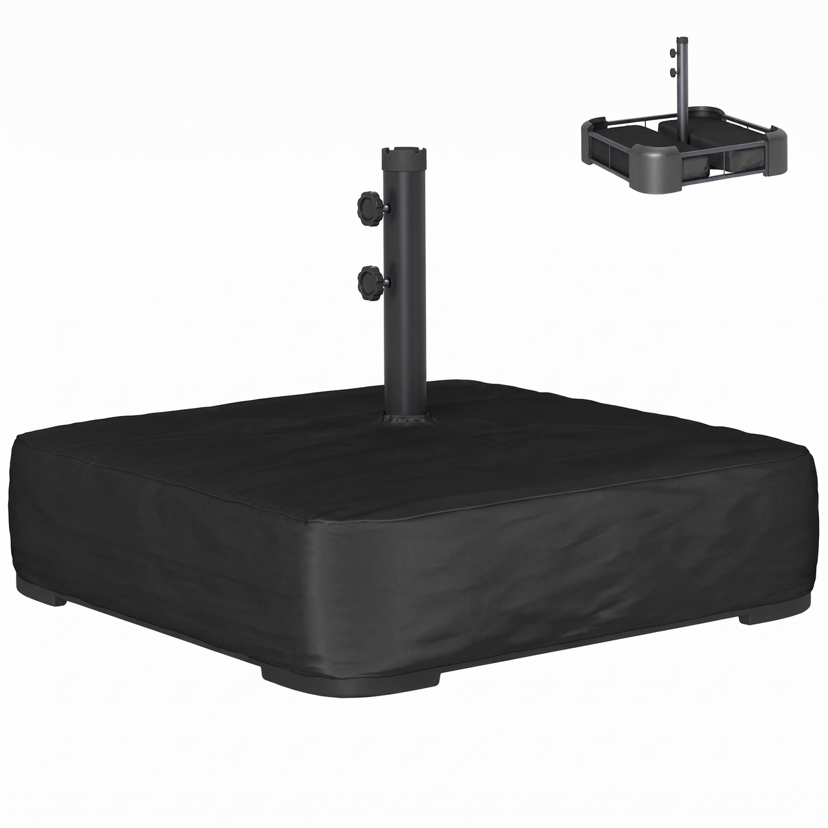 Heavy Duty Sand-Filled Parasol Base 176 lbs - Universal Umbrella Stand for Cantilever & Standard Poles, Black