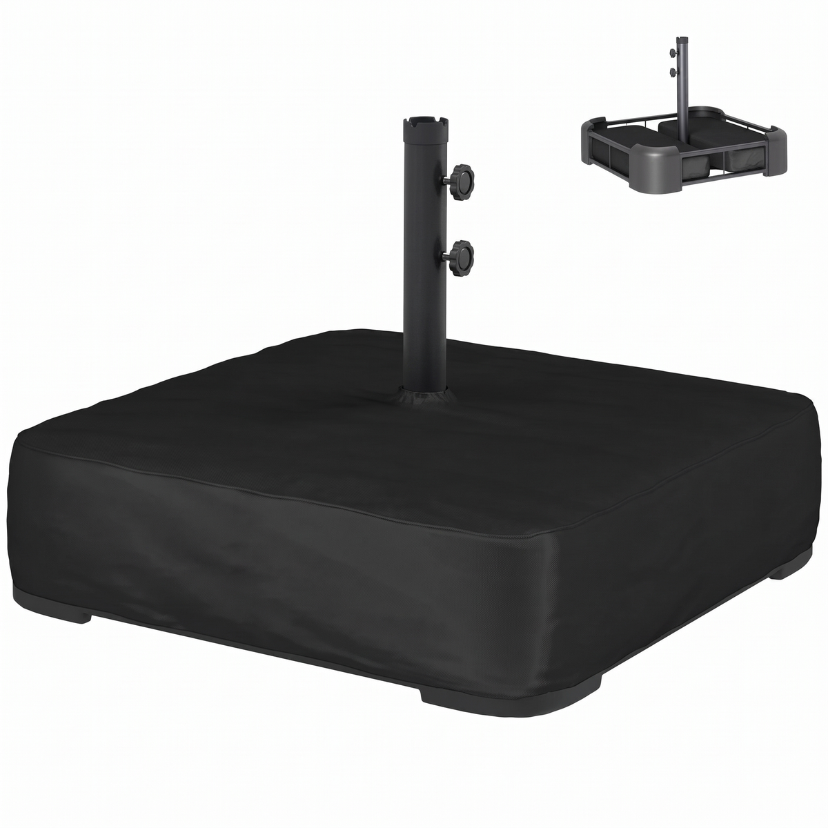 Heavy Duty Sand-Filled Parasol Base 176 lbs - Universal Umbrella Stand for Cantilever & Standard Poles, Black
