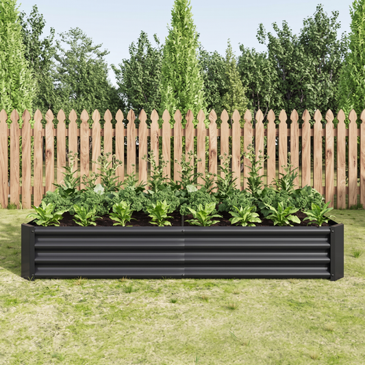 Metal Raised Garden Bed 6x3x1 ft - Galvanized Steel Rectangle Planter for Vegetables, Herbs & Flowers